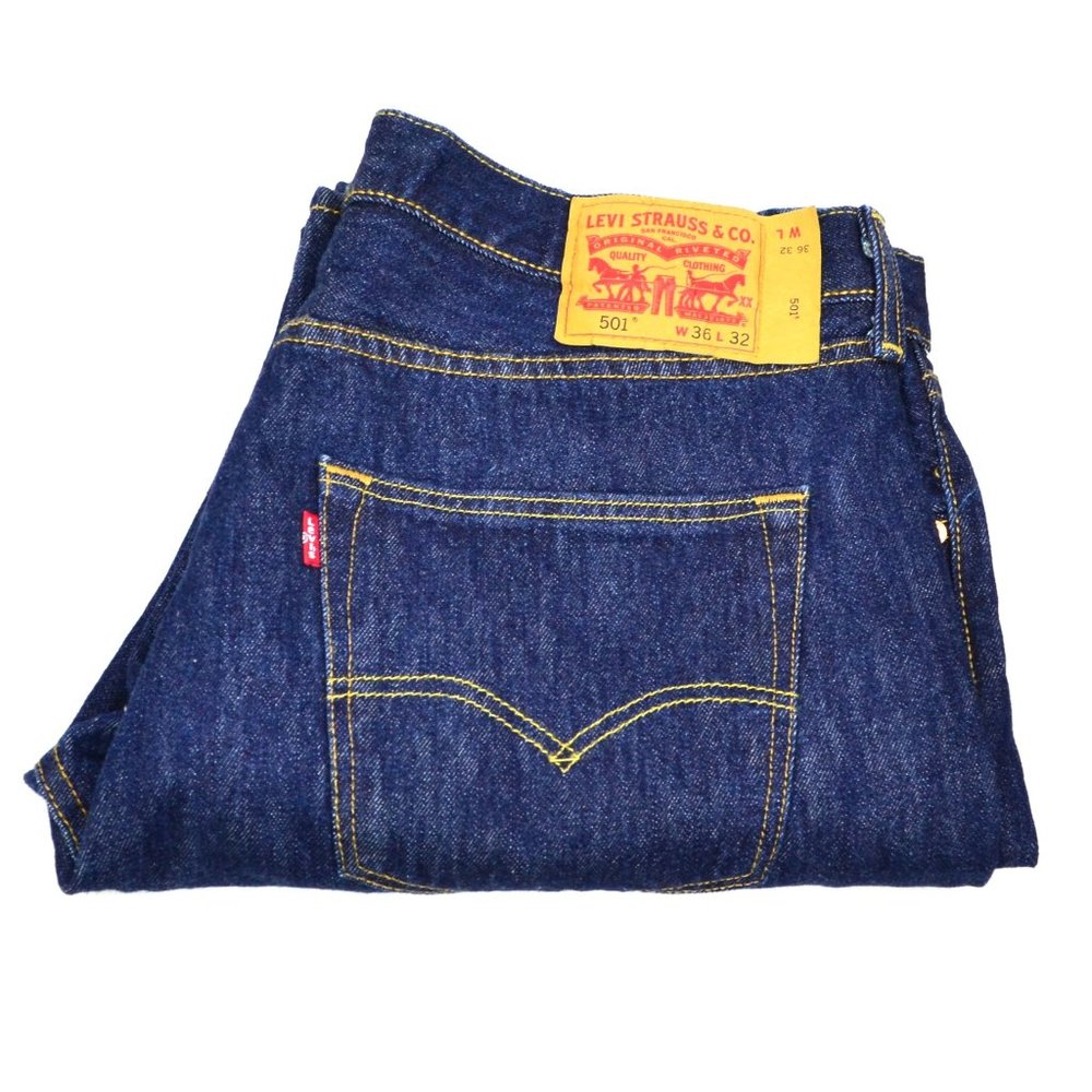 Levi's 501 Men's Size W36 L32 Blue Button Fly Classic Fit Denim Jeans